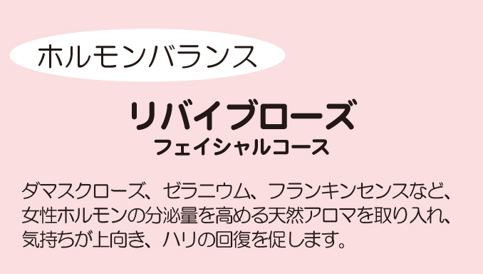 ホルモンバランスを整える リバイブローズ コース 70 京王線 調布狛江三鷹のフェイシャルサロン